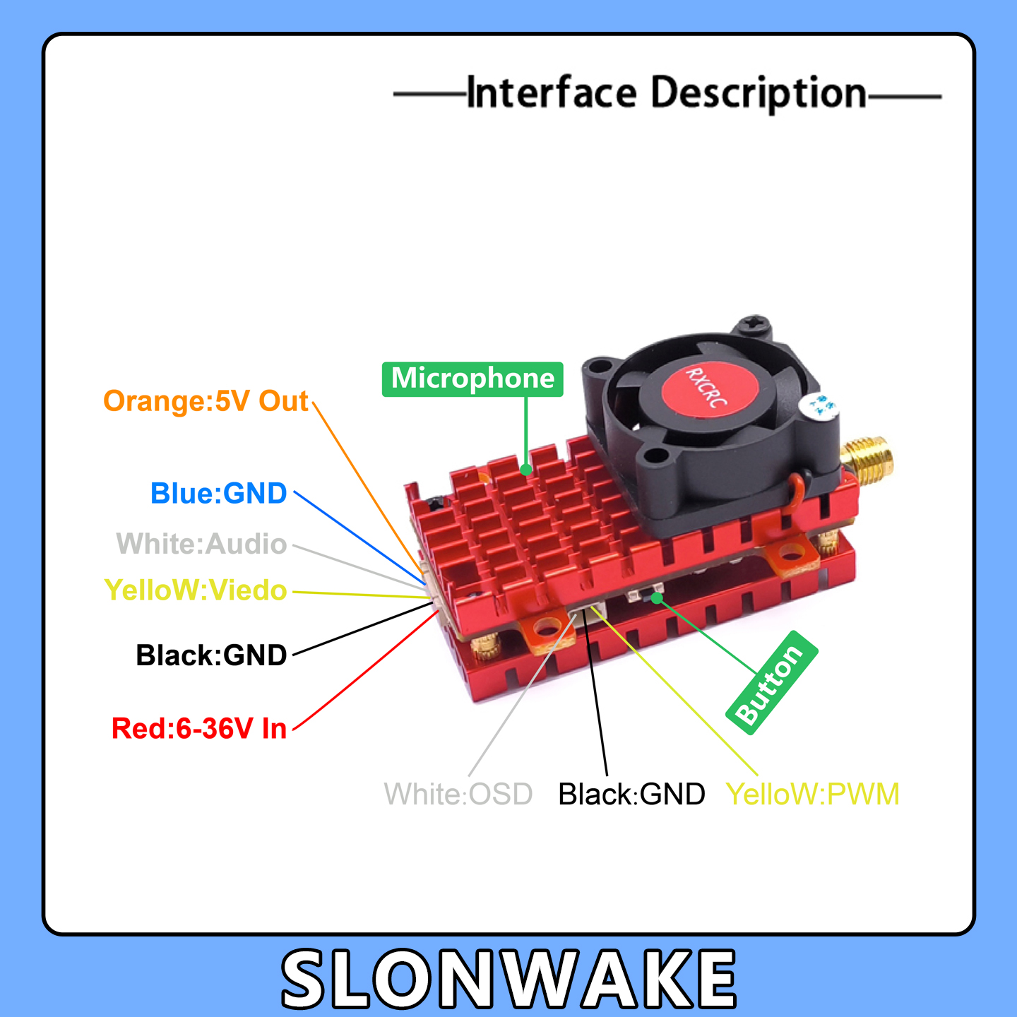 SLONWAKE 5.8G 2W VTX FPV Kamer - Drone Rc Transmitter And Receiver ulasan dan harga